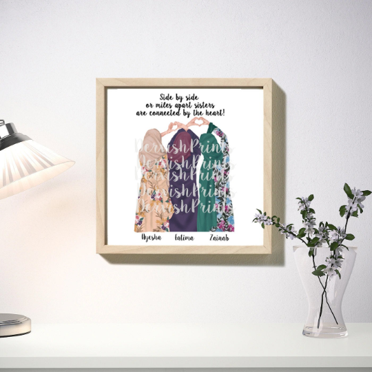 'Sisters Are Connected By Heart' Personalised Frame