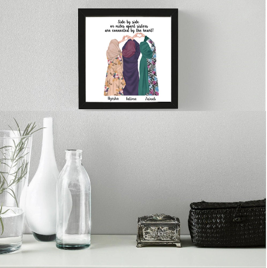 'Sisters Are Connected By Heart' Personalised Frame