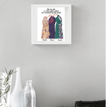 'Sisters Are Connected By Heart' Personalised Frame