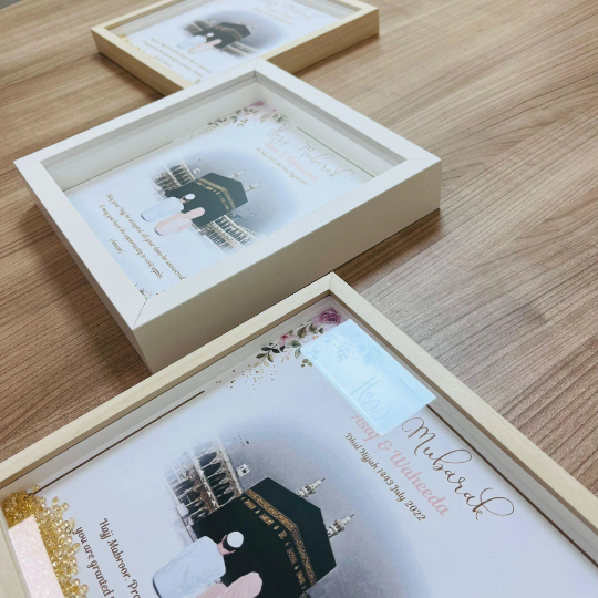 Umrah Hajj Mubarak Personalised Box Frame with crystals Gift for Hajji Hajjan Islamic Gifts