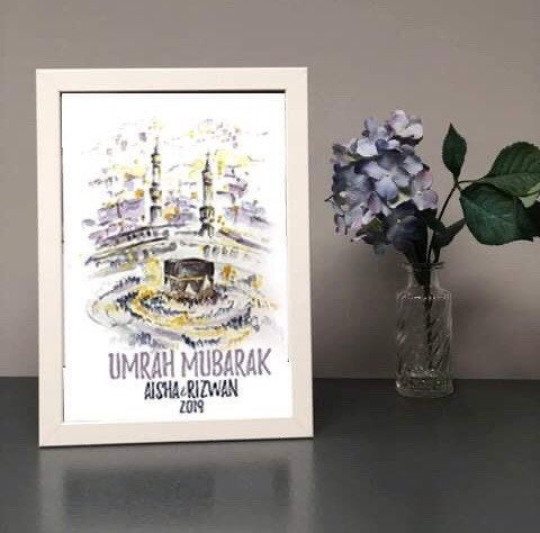 Personalised Frame Design Holy Kaaba - Umrah, Hajj Gift