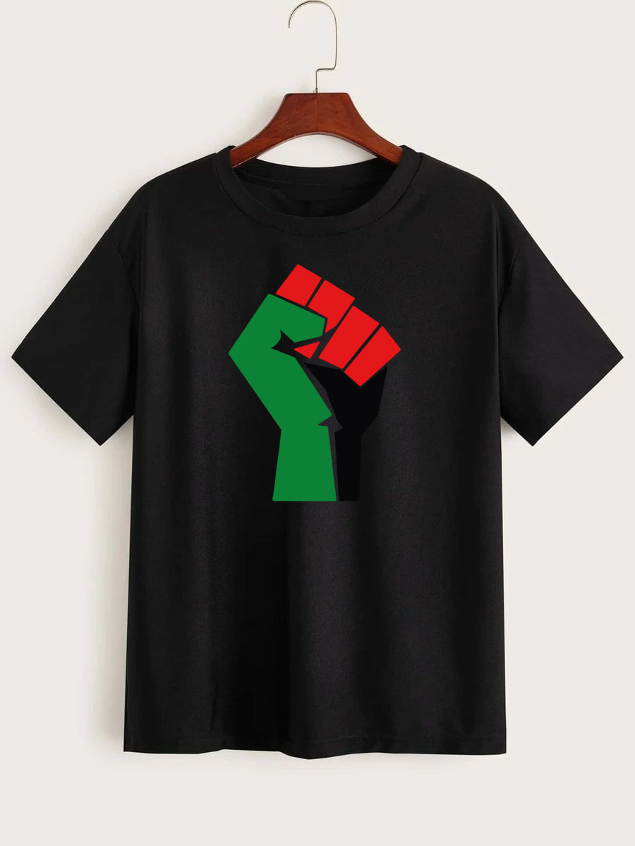 Palestine Flag Fist Adults Unisex Short Sleeve T-shirt Black