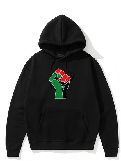 Palestine Solidarity Fist Flag Print Adults Pullover Unisex Hoodie