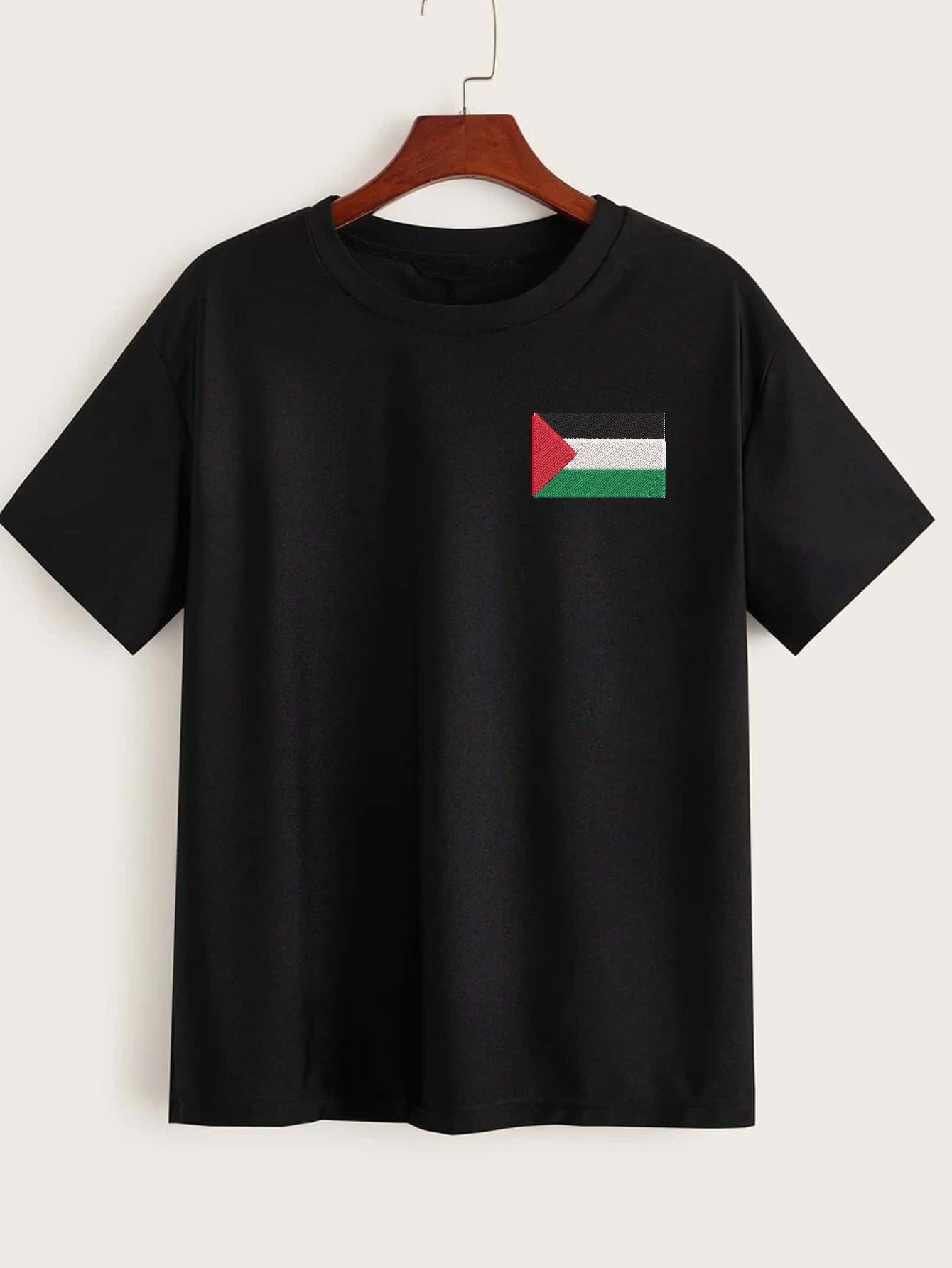 Printed Palestine Flag Adults Unisex Short Sleeve T-shirt Black