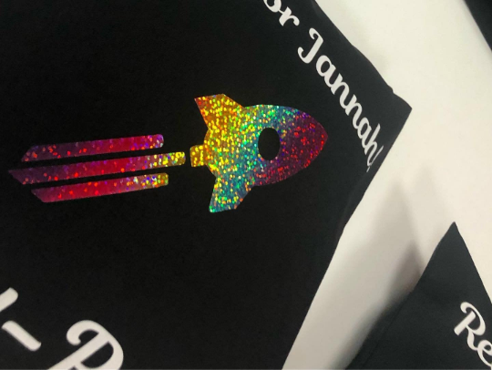 Reach for Jannah Personalised Rocket Rainbow Print Cotton Cushion