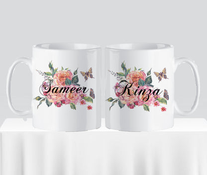 Vintage Rose Floral Design Wedding Gift Bundle Frame Satin Cushion Mugs Slate Hamper Set Nikkah Gift Set