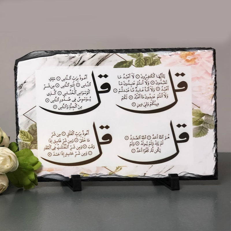 4 Quls Slate with standard White Floral Marble Print